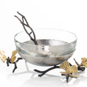 butterfly ginkgo glass nut dish w spoon