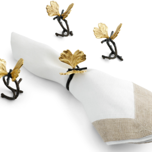 butterfly ginkgo napkin ring set