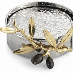 olive branch gold drink coaster set